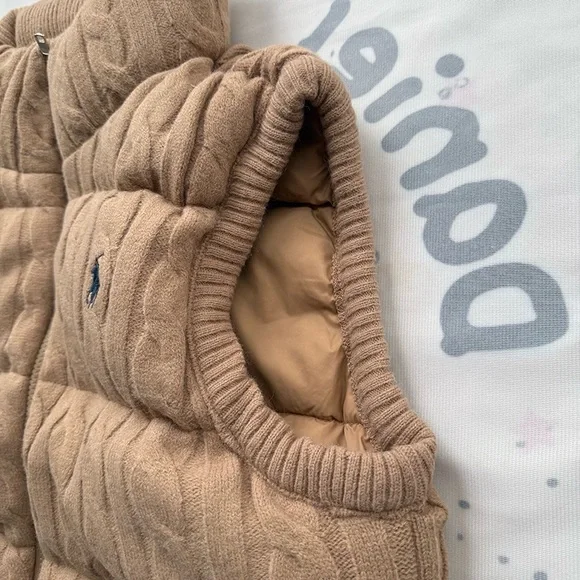 Ralph Lauren Tan Knitted Quilted Vest - Picture 6 of 10